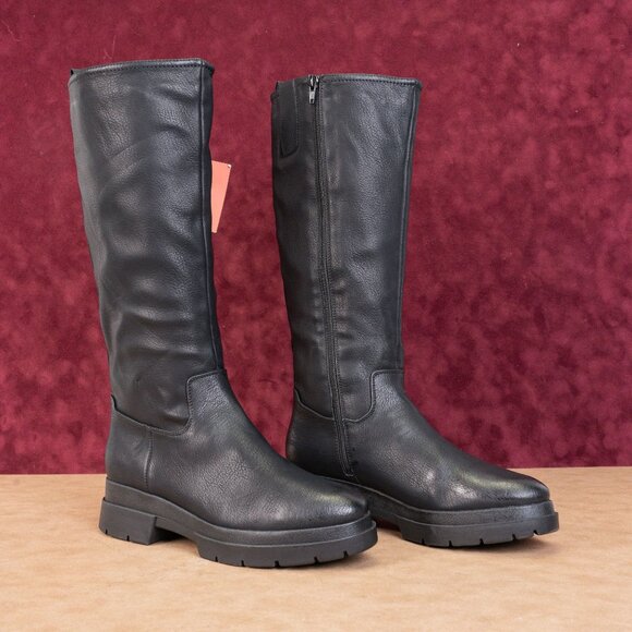 Naturalizer Soul Women Orchid Black Leather Waterproof Riding Knee Boots sz 9 - Picture 1 of 10